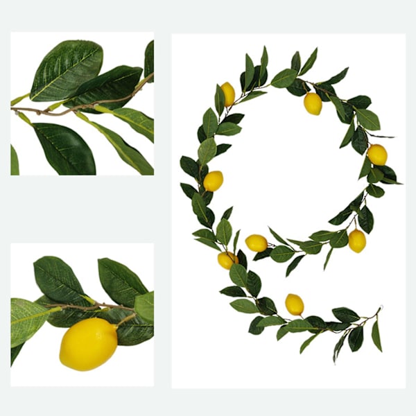 Kunstig Citronkrans Til Hjemmedekor - Realistisk Frugtmodel Rattan Vine[C] Yellow A2