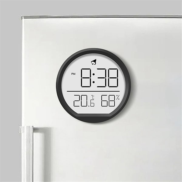 LED Digital Väggklocka Temperatur Luftfuktighet Datumvisning Elektronisk Bordväckarklocka för Kök Studie Kylskåp B
