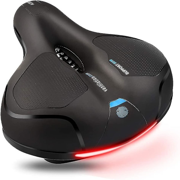 Cykelsadel, Gelskumfylld Gelsadel, Ergonomisk Ihålig Dubbelfjäder Gelsadel Utformad Med Bakre Reflekterande Remsa, Bekväm Cykelsadel