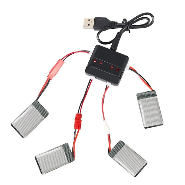 3.7v 500mah Lipo Batteri og 4 i 1 USB-lader til Wltoys Wl Tech V911s RC Helikopter Reservedele Tilbehør