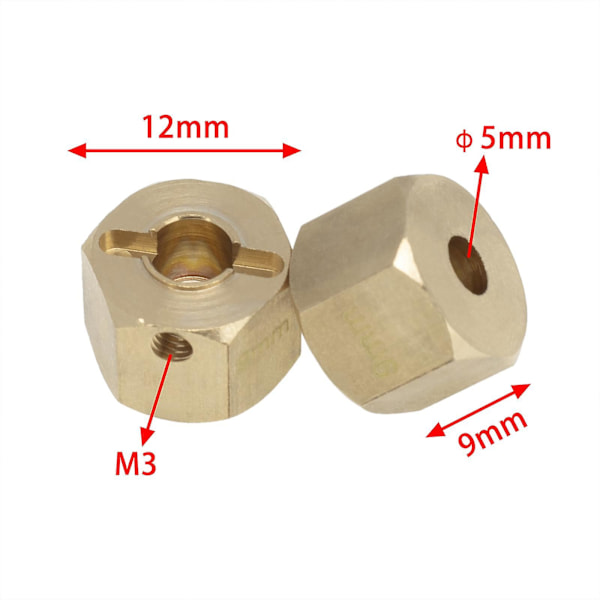 4x Pyörän Hex Hub -adapterit SCX10 CC01 WRAITH 90027 90034 1/12 RC-autoon 9mm (C)