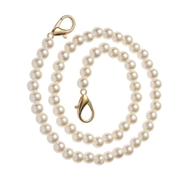 Perle Taskekæde Slidstærk DIY Perle Bead Taskekæde til Håndtaske Kæder Tilbehør 60cm / 23.6in Hvid[C]