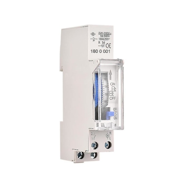 Mekanisk 24-timmars timerbrytare AC 220-240V 15 minuters intervall 96 gånger på/av programmerbar elektrisk timer DIN-skena installation reläbrytare