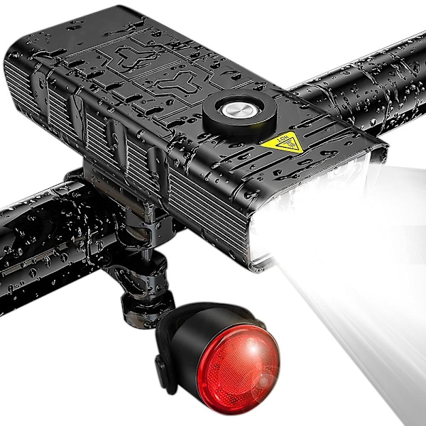 7000 Lumen Kraftfulla Cykellampor Fram och Bak, 5 LED Super USB Laddningsbara Vattentäta Cykelhuvud