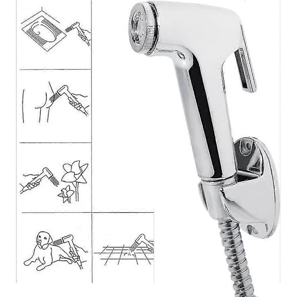Toalett Bidet Dusj Sprøyte Slangeholder - Multifunksjonell ABS Baderom Håndholdt Toalett Bidet Dusj Sprøyte Slangeholder Veggfeste Sett (C)