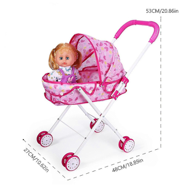 Hotsale-kampanjpris Babydocka Vagn Leksak med Tillbehör - Barnvagn Matstol Gungstol Gunga