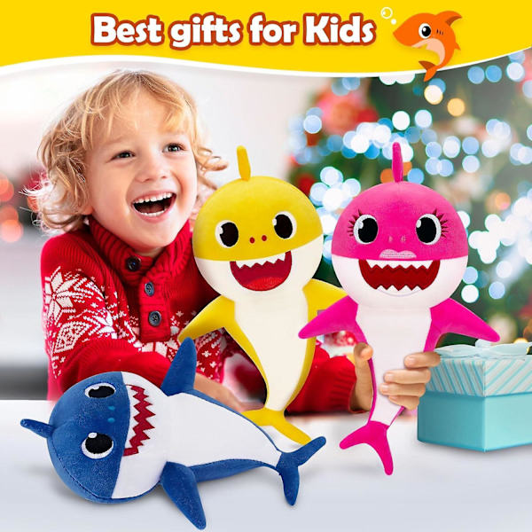 Baby Söta Haj Plysch Leksak Kudde, Interaktiv Mjuk Fylld Djur Haj Plushie Dockälskare Jul Födelsedagspresent Heminredning För Pojkar Och Flickor (gul