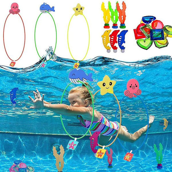 Poolleksaker för dykning - Sommarbadleksaker för barn - Vattenleksaker med dykstavar, torpedbanditer och bollar för barn