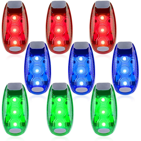 9-pack Säkerhetslampor, Cykel Hög Synlighet Strobe Lampor, (röd/blå/grön)