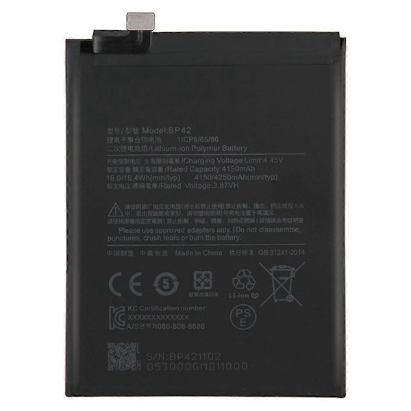 Til Xiaomi Mi 11 Lite 4G/5G 3.87V 4150mAh Batteri Udskiftning (Kode: BP42) (uden Logo) (C)