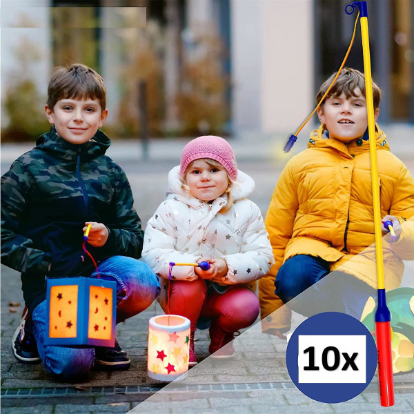 10x Lantern Stick For Children  Lanterns For St 40 Cm In Set  Lantern With Rod And Light Electric Battery Operated A01