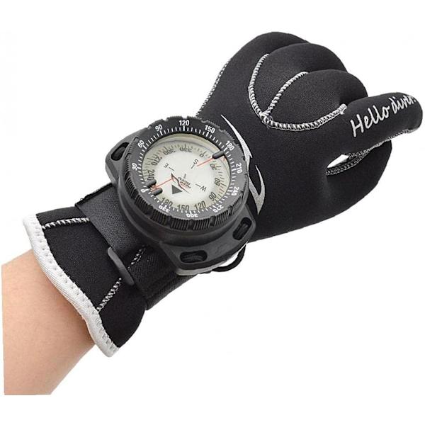 Dykkarkompass Scuba Luminous handledskompass Vattentät undervattensnavigationskompass, Svart