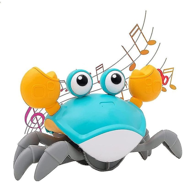 SQCLV Kids Crawling Crab Musikleksak, Induktion Walking Crab Toddler med musik och ledljus