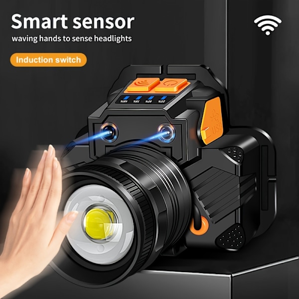 1 stk LED Sensor Pandelamper med Indbygget Batteri USB Genopladelig Hjemmedekoration Hardwareværktøjer, 3 Tilstande Bærbar Pandelampe, Letvægts Pandelampe