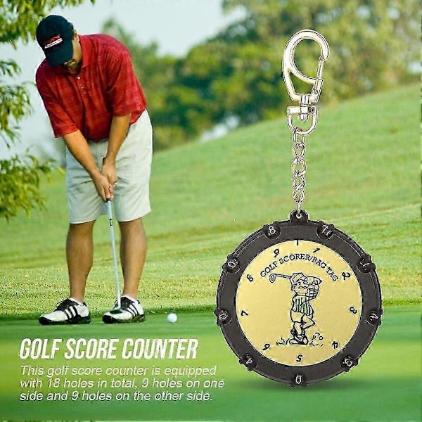 Golfin pistelaskuri, 18 reiän golfin pistelaskuri pyöreä golfarin pistelaskuri klipsillä (C)