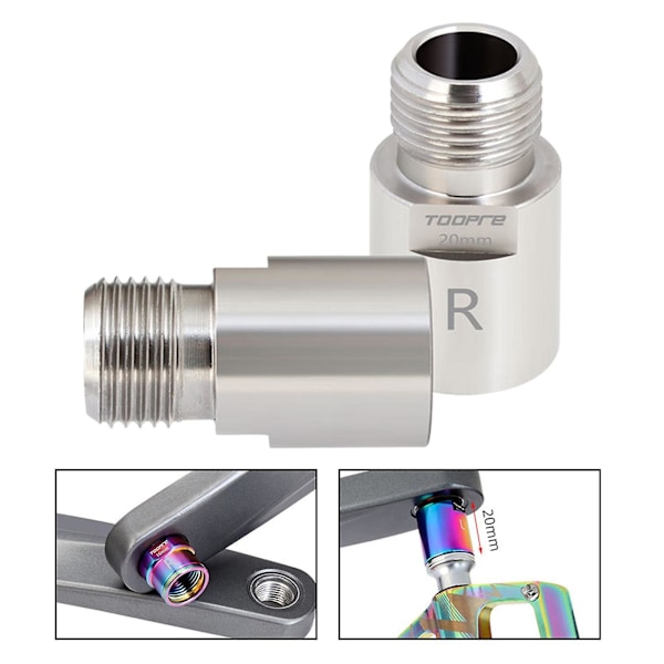 1 Par Vänster Höger Cykelpedalförlängare Pedalavstånd Adapter Silver 20mm