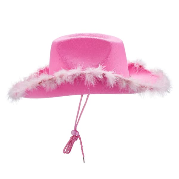 Pink Western Party Hat Dame Disco Kostume Tilbehør