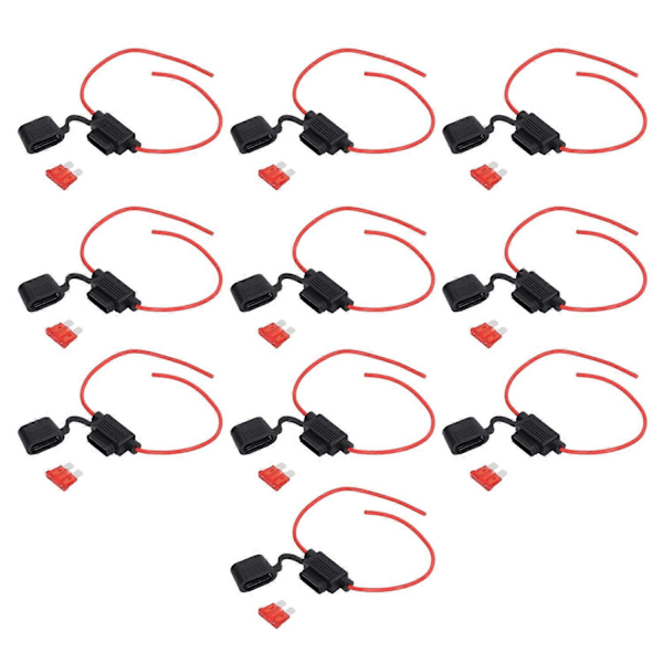 10 Sarjan Inline Sulakepesä Sulamiskestävyys Helppo Johdotus Vedenpitävä Sulakepesä Sulakkeella 18AWG, 10A (C)