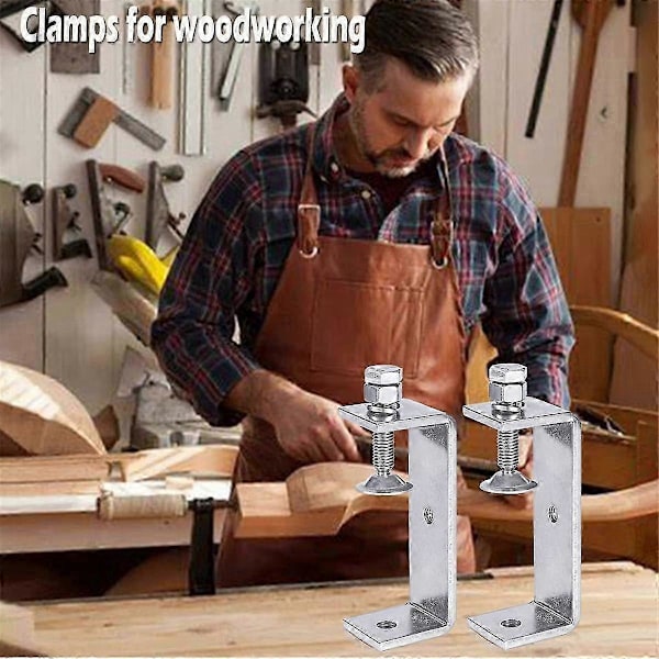 Klämma Kraftig Metall C-klämma Träbearbetningsklämma med Bred Käppöppning (130mm), 2st (C)