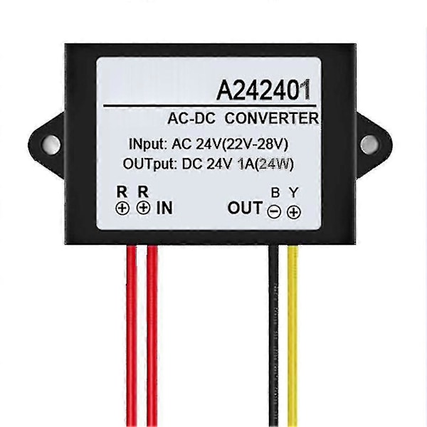 AC 24V til DC 24V 1/2/3A Mini Vanntett Strømforsyningsomformer Adaptermodul 1A