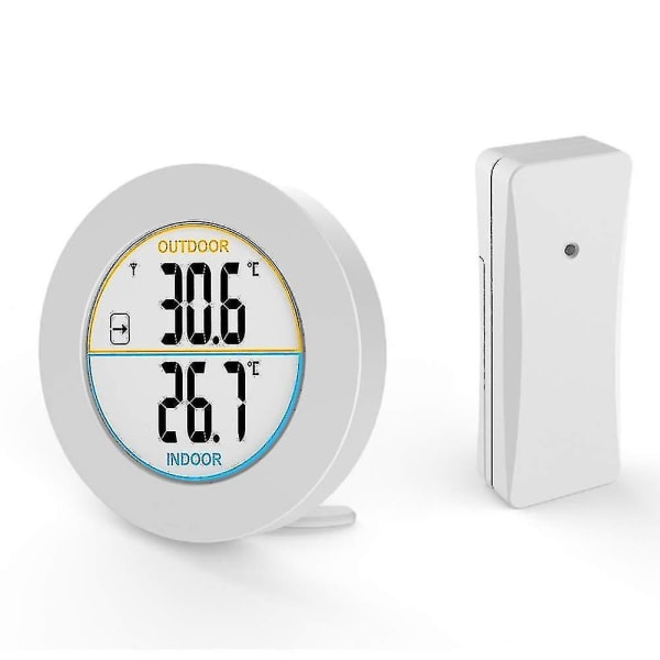 Innendørs og utendørs termometer, digitalt trådløst termometer med probesensorer, HD LCD-skjerm temperaturdetektor, min / maks minne, trend,  /[C]