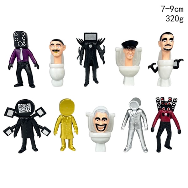 10 stk Skibidi Toalett Figursett 7-10cm Kreativt Spill Skibidi Toalett Actionfigurer Mini Leke Modell