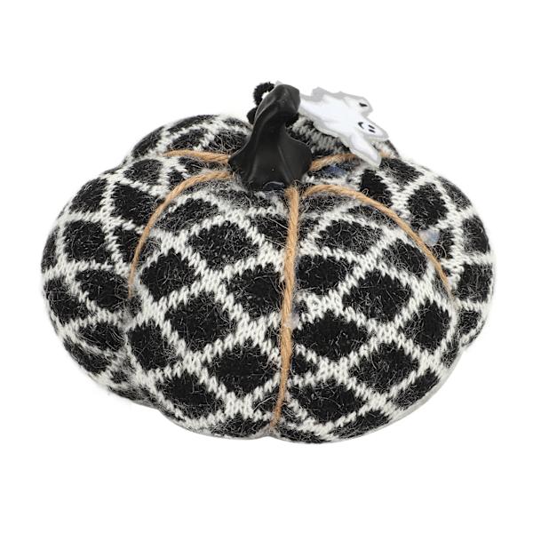 Stoffdekorativ Håndlaget Pumpekin, Myk Polyester Ull Pumpekin for Thanksgiving Halloween Fest Svart[C]