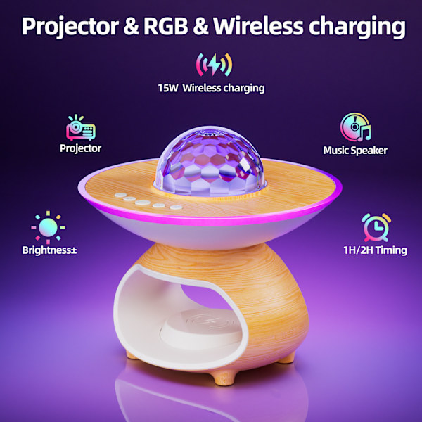 Creative Wireless Charging Night Light - Modern Bedroom & Desk Projector Lamp Vit