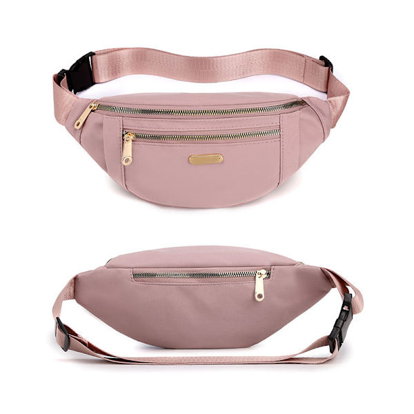 Dame Fanny Pack Lynlås Multi Layer Justerbar Bælte Kvinder Talje Taske til Rejse Arbejde Pink Fri Størrelse[C]