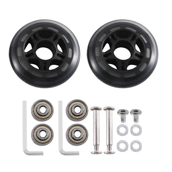 80x24mm Bagagehjul Ersättningshjul för Väskor med 6mm Kolstål Lager Hjul för Resväska S (C) Black