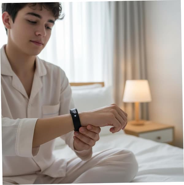 Vibrerende silikone armbånd med stille vibration til dyb søvn, studerende og børn, unisex design - Sort[C]