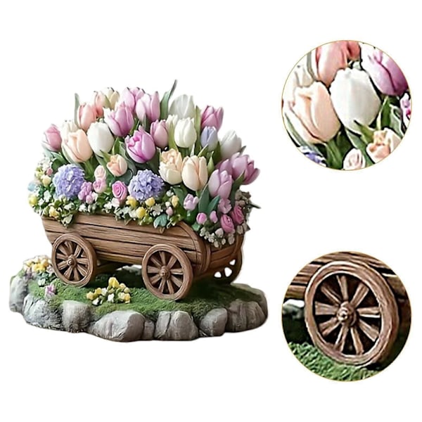 2D Blomstervagnsdekoration Platt Skrivbordsdekoration för Bokhylla Studiebord (C)