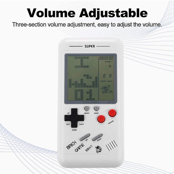rs-99 Klassisk Spelkonsol Tetris Spel Blockspel Pusselspel Handhållen Spelmaskin för Barn Inbyggda 26 Sorter Spel, Vit Röd Blå Gul Slumpmässigt