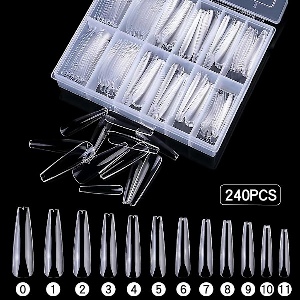 Negle Salon Performances Transparent Farve Spids Oval Rør Form [C] Trapezoid