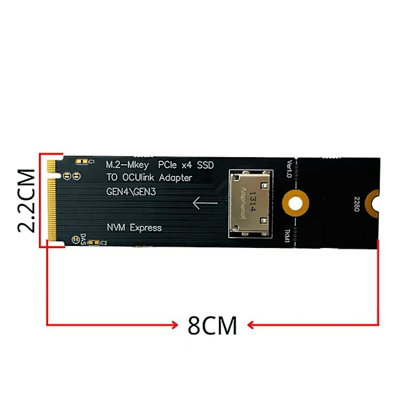 M.2 NVMe till U.2 Oculink SFF-8612 Adapter PCI-e NGFF Multifunktionsadapter Gen4