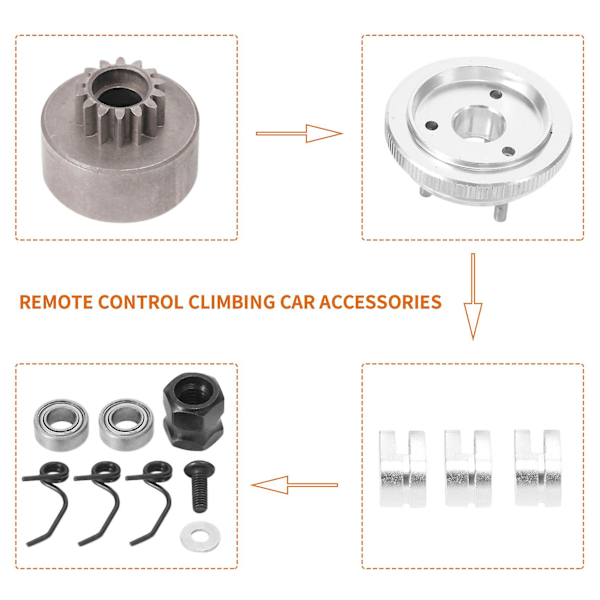 RC Clutch 14T Gear Clutchsko, Fjærer, Kjegle & Motormutter Svinghjulsett for 1/8 RC Modell Nitro Ca