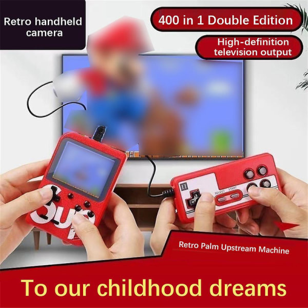 Sup Handheld Game Console 400 In 1 Kids Electronic Classic Retro Dual Player Uppladdningsbar spelkonsol Black doubles