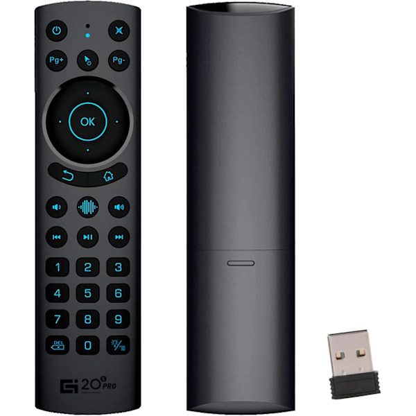 Wekity Bluetooth Röststyrning Fjärrkontroll, USB Trådlös Röststyrning Induktion Bakgrundsbelysning Luft Fjärrkontroll Mus för Nvidia Shield, PC, Smart TV (G20S Pro Plus)