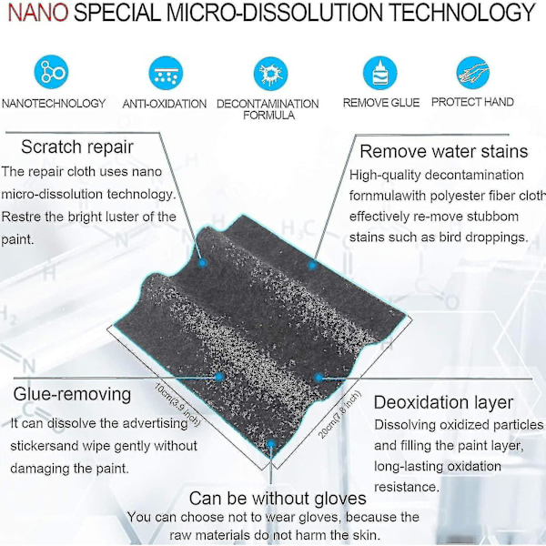 2 stk. Nano Sparkle Klud. Nano Sparkle Klud til Bilskrab. Multifunktionel Bilskrab Fjerningsklud. Nano Magic