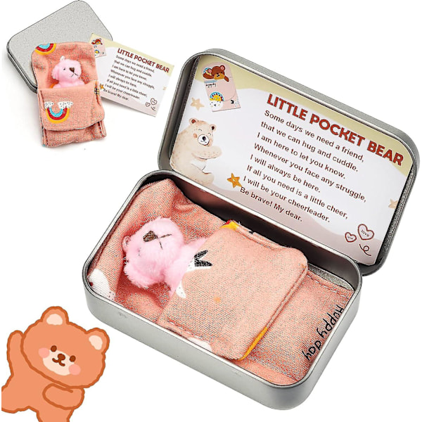 Little Pocket Bear Hug | Soft Comfortable Teddy Bear in a Tin Box | Mini Pocket Bear Plush Toys | Cute Fun Stuffed Animal Teddy Bear Doll Christmas Bi