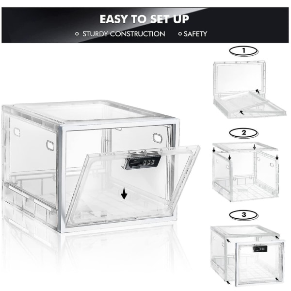 Låsbar låda, Låsbar förvaringslåda med lås, Medicinlåslåda för kylklassificering, Låslåda för medicin, mat och hemsäkerhet Transpart