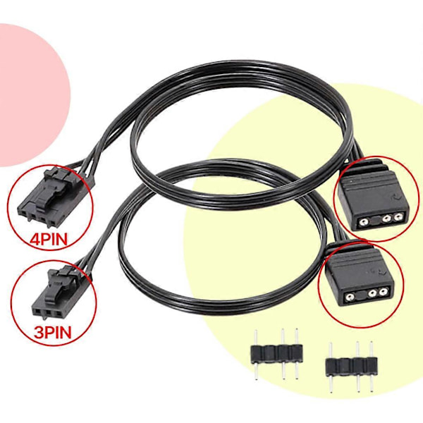 Svart kabeladapter for Corsairs QL LL120 ICUE RGB til ARGB sømløs tilkobling