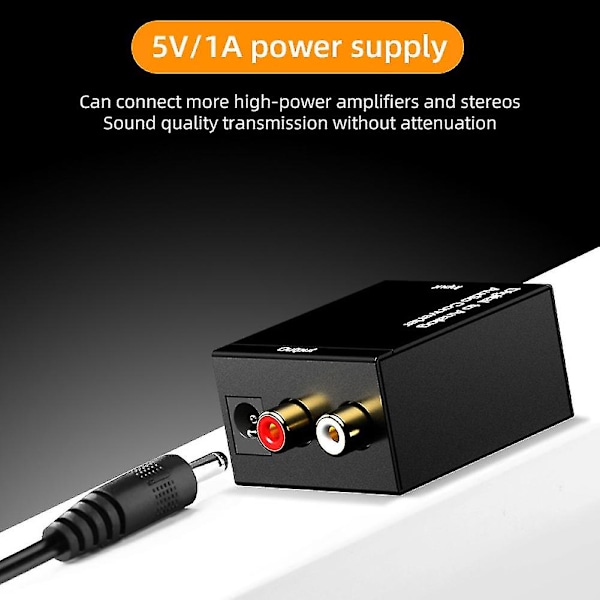 Optisk Koaxial SPDIF Digital till Analog RCA Stereo Ljudkonverterare för Högtalare Converter   USB Cable