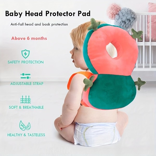 Super Elastiskt Baby Gåstol Huvudskydd - Justerbar, Andningsbar, Anti-Fall Skydd Ryggsäckspad för Spädbarn 6-36 Månader - Mjuk Polyesterfiber