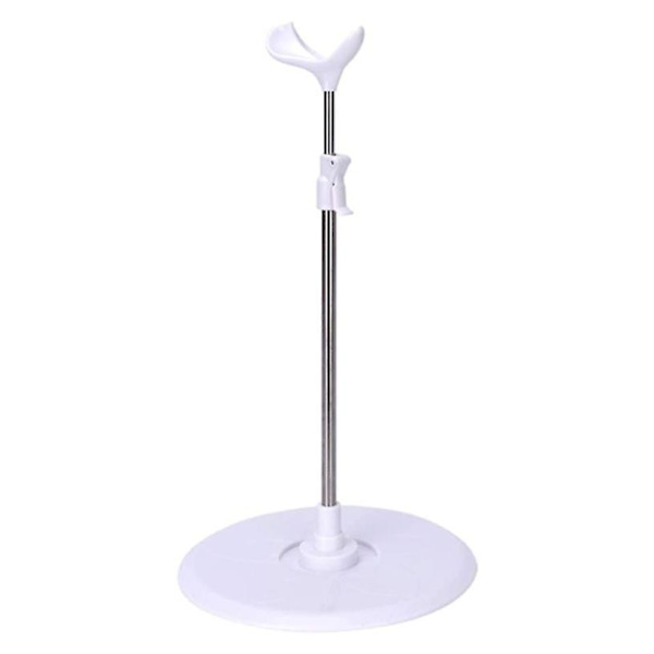 Justerbar docka stativ displayhållare med plastbas - Vit+Silver, 60cm