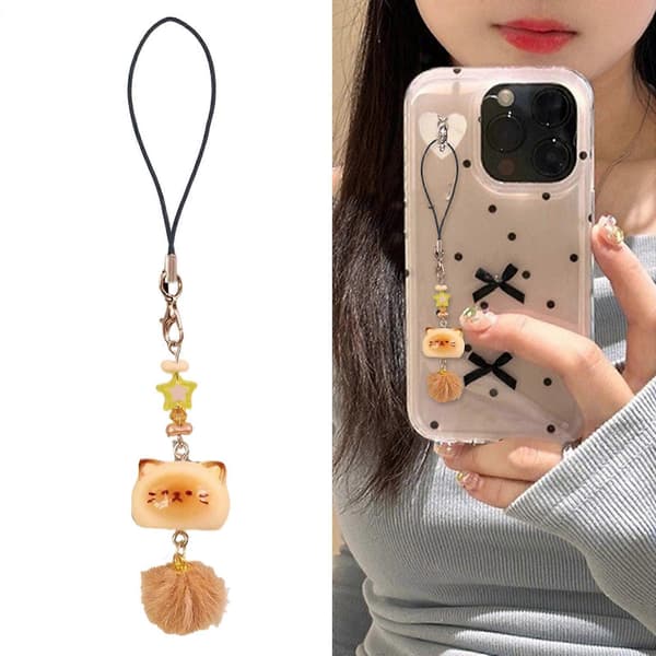 Unik Kattdesignad Telefonberlock Nyckelring Halsband Modeaccessoar Lämplig för Studenter och Unga Kvinnor Present[C]