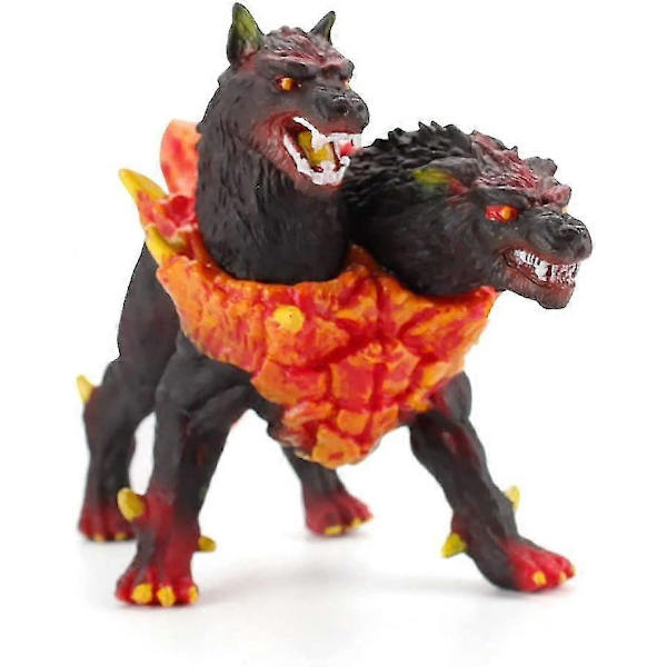 Eldrador Creatures Tvåhövdad Helhund Leksaker Actionfigurer Mytiska Varelser Leksak för Barn 7-12 År
