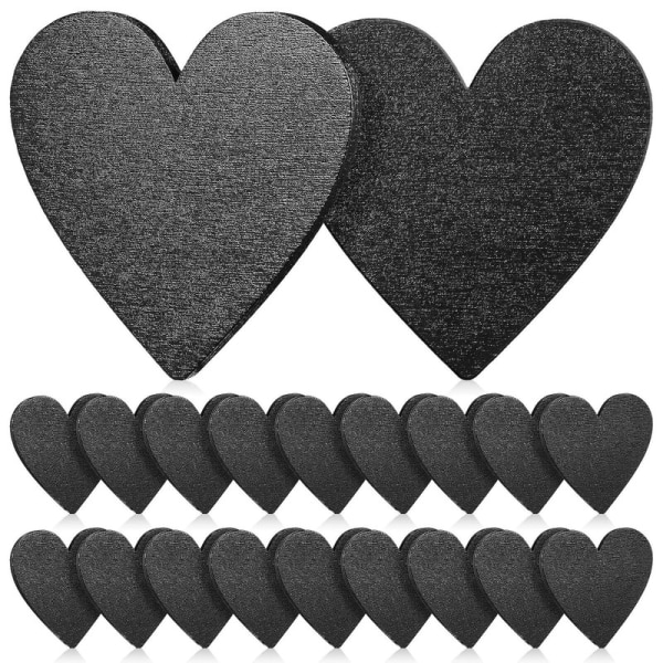 20 st Trähjärtan Hjärtformade träskivor Dekorativa hjärtan för bordskort Bordsdekoration Gör-det-själv hantverk Black