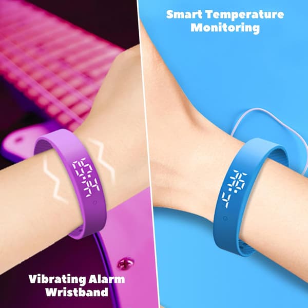 Vibrerende silikone armbånd med stille vibration til dyb søvn, studerende og børn, unisex design - Sort[C]