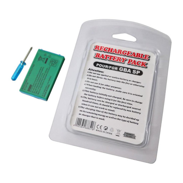 Laderbart Batteripakke for GBA SP Gameboy Advance 3.7v med Verktøy